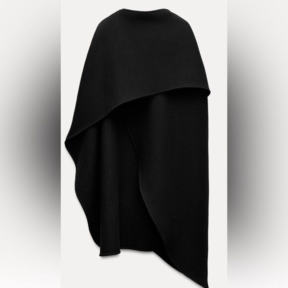 Zara Manteco Wool Blend Asymmetric Cape Jacket - Picture 1 of 7